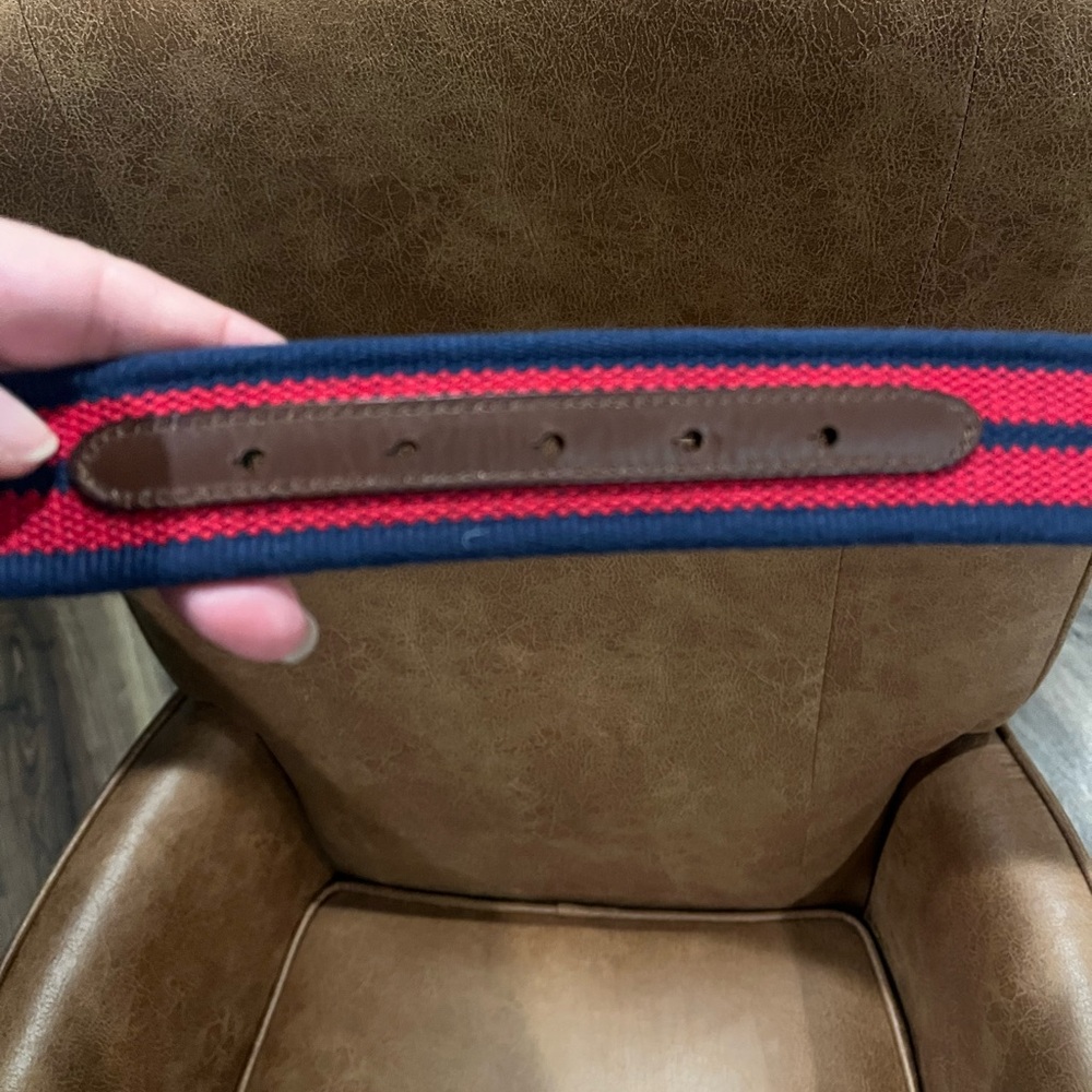 Ralph Lauren Bear Buckle Brown and Blue Belt - Picture 3 of 4